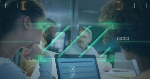 Business Team Analyzing Financial Data with Digital Interface Overlays - Download Free Stock Images Pikwizard.com