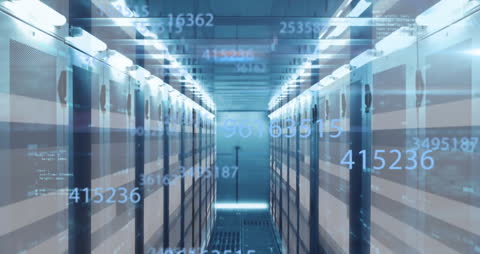 Futuristic Digital Data Represented in Modern Server Room