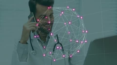 Doctor Engaging With Healthcare Analytics on Digital Interface Display