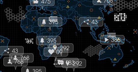 Global Social Media Networking Concept with Floating Icons - Download Free Stock Images Pikwizard.com