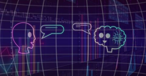 AI Data Processing with Futuristic Grid Overlay - Download Free Stock Images Pikwizard.com