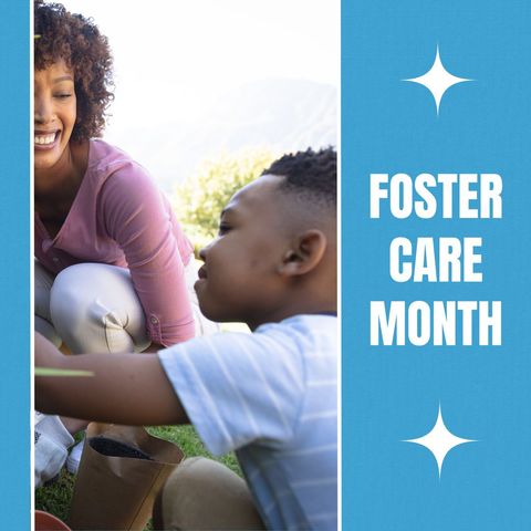 Celebrating foster care month: african american family in garden