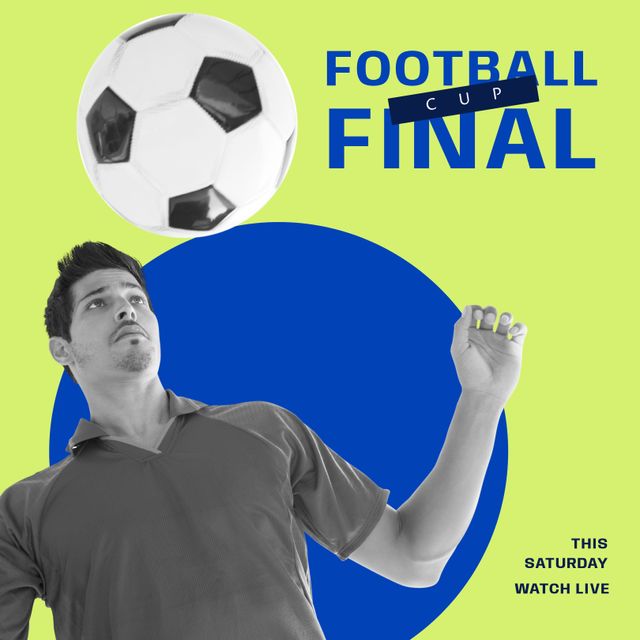 Ideal for promoting football cup final events, live sports broadcasts, and engaging audiences in upcoming sports championships. Suitable for use on social media, event posters, and digital marketing campaigns.