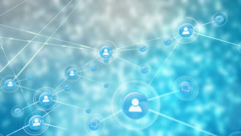 Digital Network Connection Concept with Icons on Blue