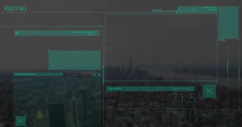 Futuristic Cityscape Data Interface Visualization