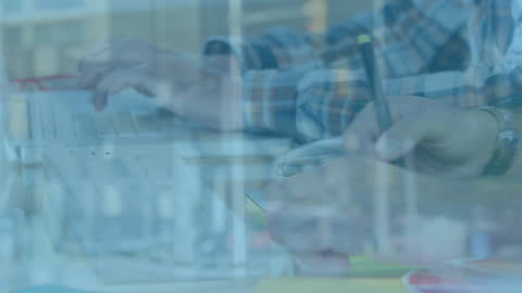 Overlay of Busy Office Work and Urban Road Traffic