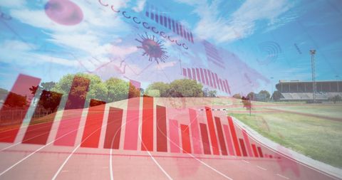 Pandemic Impact on Sports: Virus and Statistics Over Stadium