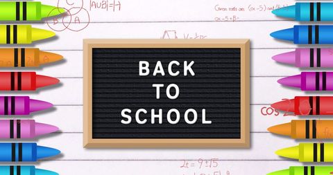 Back to School Board with Colorful Crayons and Math Equations - Download Free Stock Images Pikwizard.com