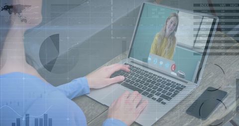 Businesswoman Having Video Call with Financial Graphs Overlay - Download Free Stock Images Pikwizard.com