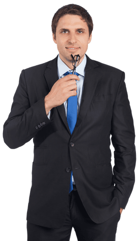Portrait of Smiling Caucasian Businessman on Transparent Background