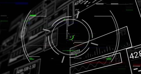 Futuristic digital interface with data panels