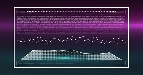 Futuristic data interface with code and visualizations on gradient background