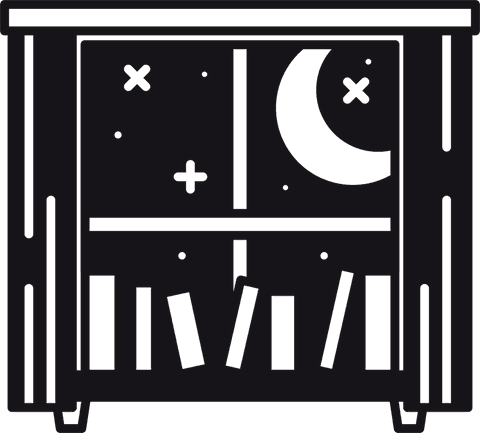 Books by Window and Moon in Nighttime Illustration Transparent Background