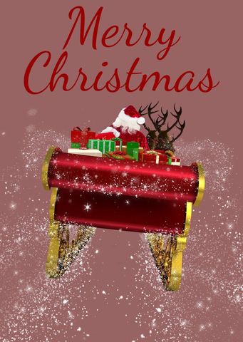 festive santa and reindeer with holiday drum - Download Free Stock Templates Pikwizard.com