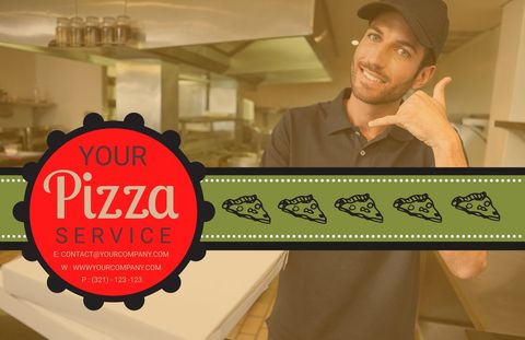 cheerful chef promoting pizza service with call gesture - Download Free Stock Templates Pikwizard.com