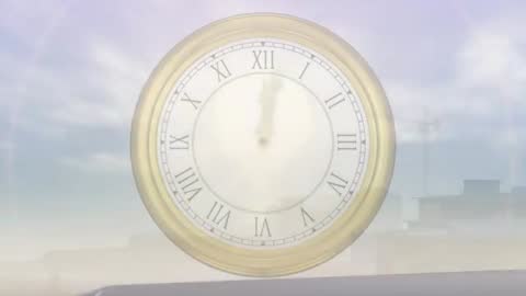 Golden Analog Clock Rotates with Transitional Day-Night Cycle