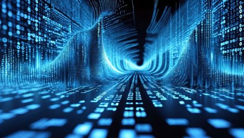 Futuristic Digital Tunnel With Streaming Blue Code and Light - Download Free Stock Images Pikwizard.com