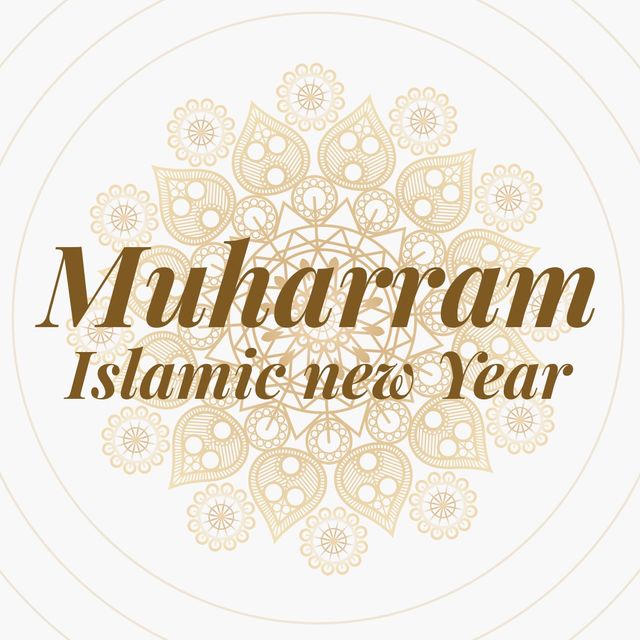 Elegant illustration ideal for greeting cards, social media posts, and Islamic holiday decorations. Floral pattern adds traditional appeal. Perfect for celebrating and commemorating the Islamic New Year.