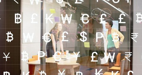 Diverse Professionals Discussing Strategy Amidst Cryptocurrency Icons - Download Free Stock Images Pikwizard.com