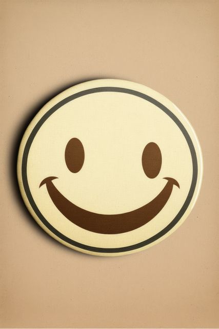 Retro yellow smiley icon on beige background, created using generative ai technology. Social media and communication concept digitally generated image.