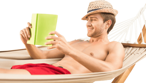 shirtless man relaxing on hammock with book, transparent background - Download Free Stock Videos Pikwizard.com