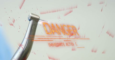 Dental Drill with Digital Danger Warning Overlay - Download Free Stock Images Pikwizard.com