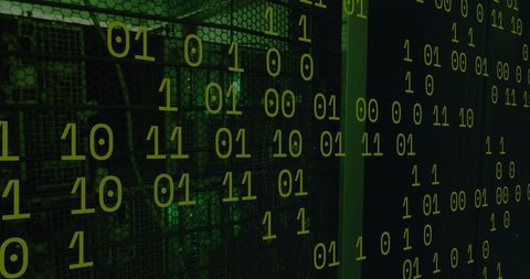 data security with binary code overlay on server room - Download Free Stock Images Pikwizard.com