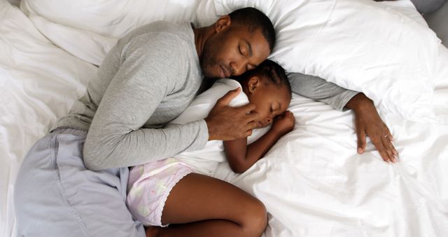 Father and daughter sleeping peacefully in bed morning - Download Free Stock Images Pikwizard.com