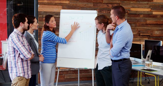 Young business team brainstorming ideas on whiteboard during office meeting - Download Free Stock Images Pikwizard.com