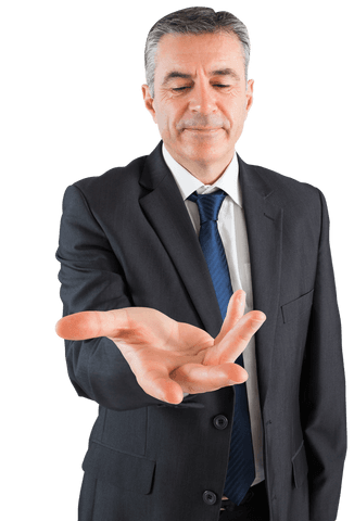 mature businessman holding transparent hand gesture - Download Free Stock Videos Pikwizard.com