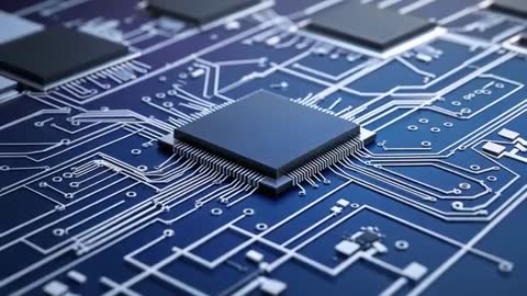 High-Tech Circuit Board with Central Processor in Focus