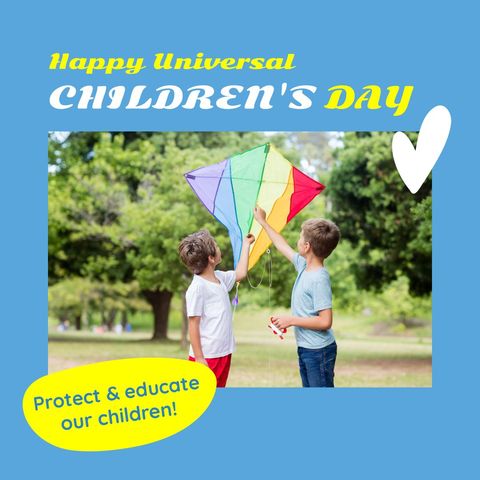 universal children's day celebration with kite flying in park - Download Free Stock Templates Pikwizard.com