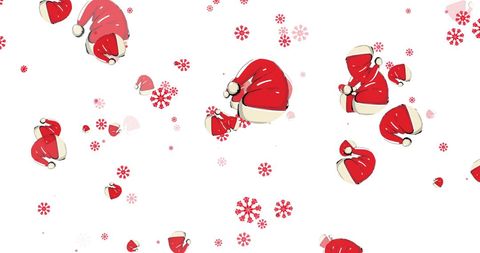 Floating Santa Hats and Snowflakes Celebrating Festive Season - Download Free Stock Images Pikwizard.com