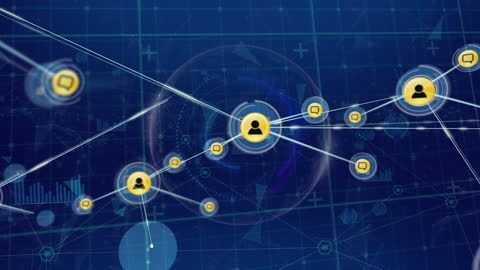 Digital Connections Network and Data Processing Visualization