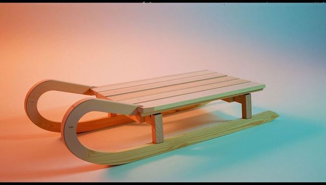 Minimalist Wooden Sled on Gradient Background