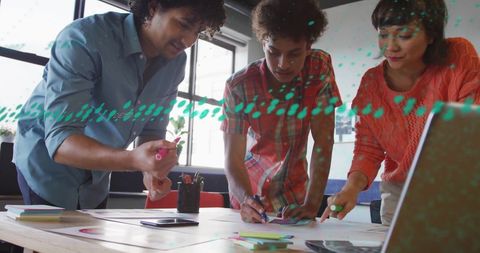 Team Collaborating on Innovative Business Solutions in Office