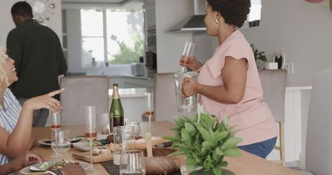 Preparations for Celebration with Food and Drink Setup