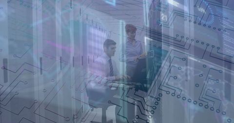 Business Professionals Analyzing Data in High-Tech Server Room - Download Free Stock Images Pikwizard.com