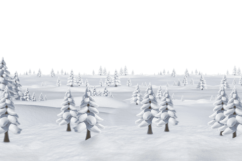 Winter Wonderland Scene with Snow-Covered Trees on Transparent Background