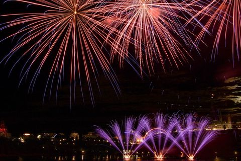 Vibrant Fireworks Display Lighting Night Sky