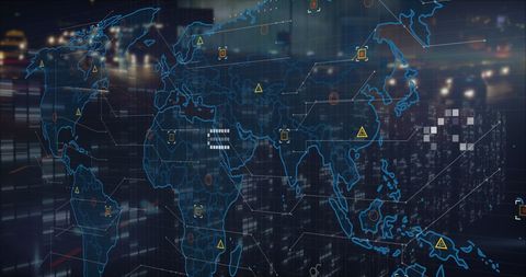 Global Data Processing World Map Technology Interface - Download Free Stock Images Pikwizard.com
