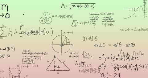 Handwritten Mathematical Equations with Pink and Green Background - Download Free Stock Images Pikwizard.com
