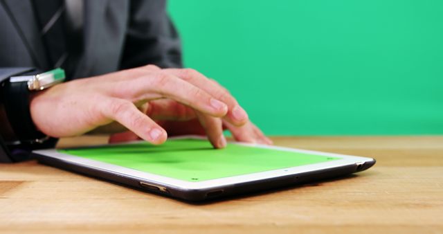 Businessperson Using Digital Tablet on Green Screen Background - Download Free Stock Images Pikwizard.com