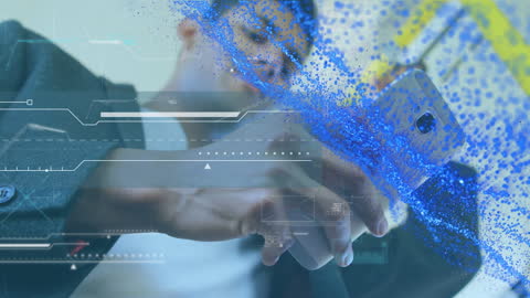 Digital Data Flow with Businessman Using Smartphone