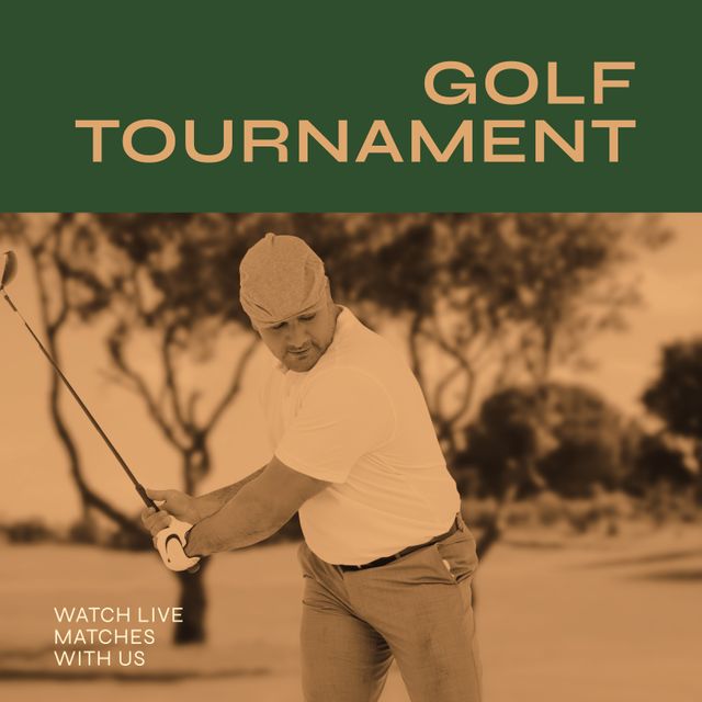 Male Golfer Tee Off Golf Tournament Advertising Print - Download Free Stock Templates Pikwizard.com