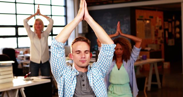 Office Workers Practicing Yoga During Break - Download Free Stock Images Pikwizard.com