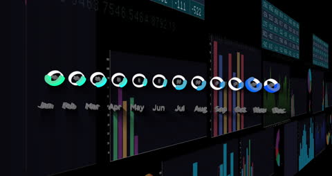 Digital Financial Data Visualization on Black Background