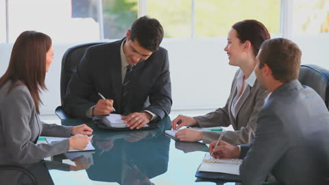 Business Team Strategizing in Modern Office Meeting