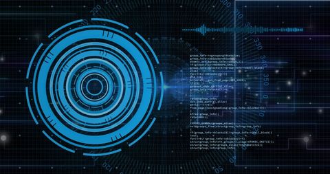 Futuristic Digital Interface with Data Code and Scanning Element - Download Free Stock Images Pikwizard.com