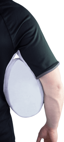 Rear View of Athlete Holding Rugby Ball on Transparent Background